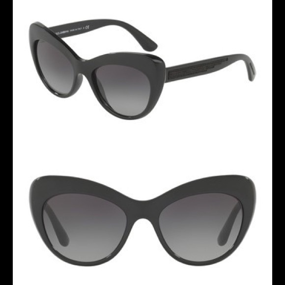 NWT DOLCE & GABBANA Black Cat Eye Sunglasses with Case 52mm $420 - Picture 2 of 7
